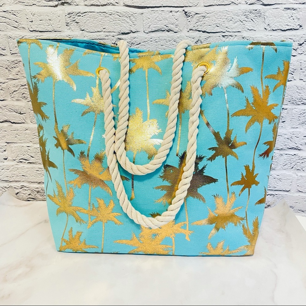 Metallic Palm Tree Tote Bag